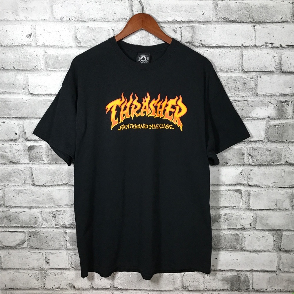 Thrasher Flame Logo Black T-Shirt L/XL